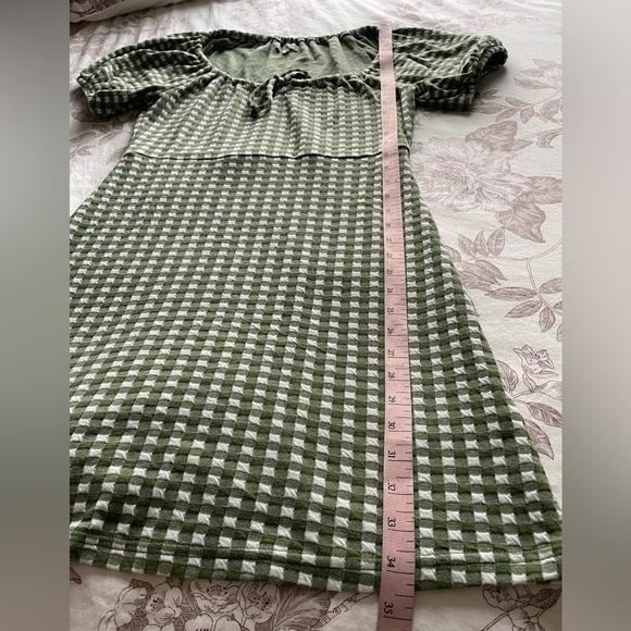 Madewell Jacquard Puff Sleeve Mini Dress Gingham Faded Palm Green Small Cottage - Picture 13 of 13
